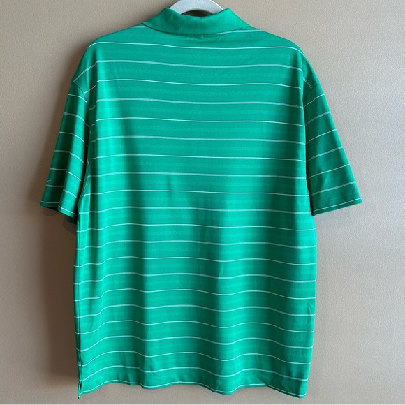 Nike Golf Mens Polo Dri-Fit Green White Striped Short Sleeve Polo Shirt Size L - Picture 3 of 16